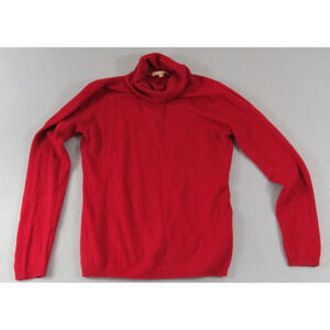 Kier J 100% Cashmere Soft Quiet Luxury Red Knit Turtleneck Sweater Women's S EUC